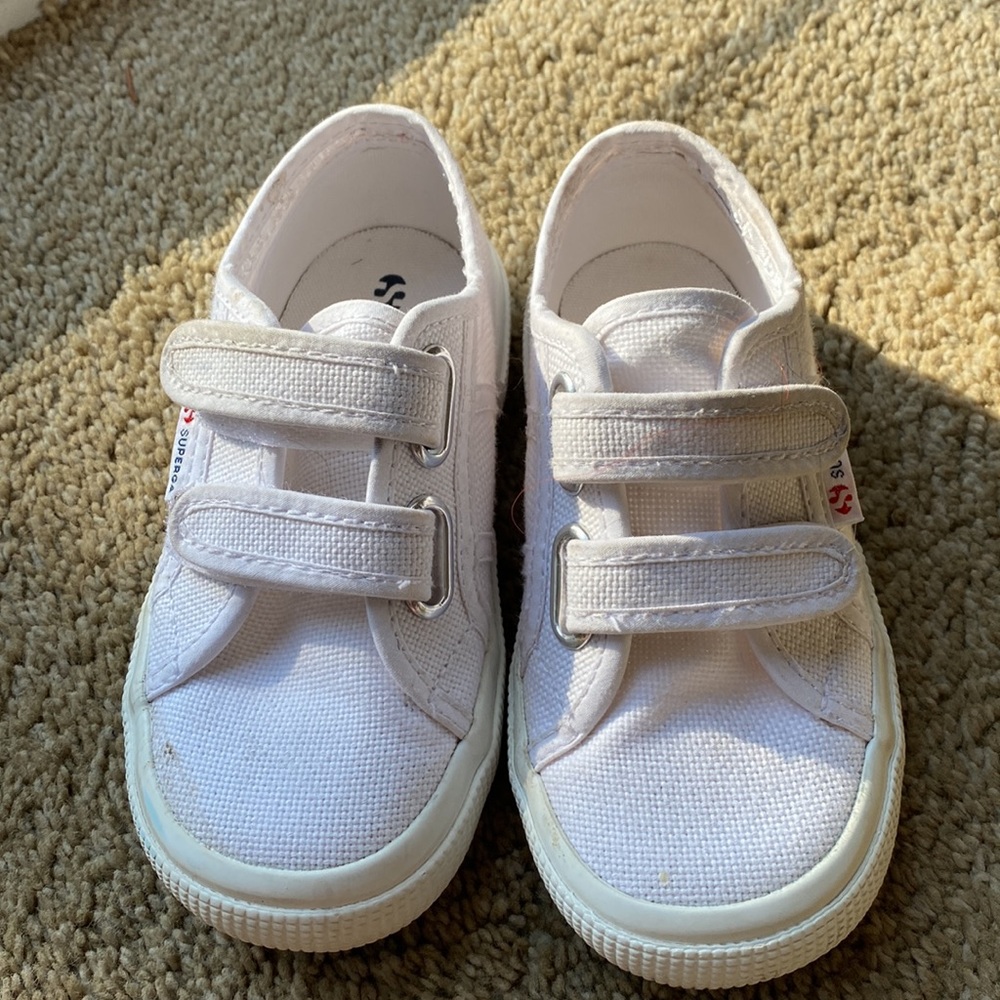 Superga kids white Velcro sneakers
